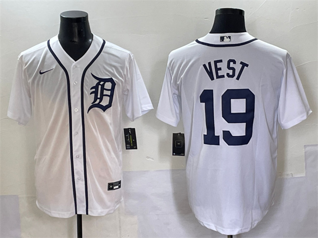 Men's Detroit Tigers #19 Will Vest White Cool Base Stitched Baseball Jersey Men's Detroit Tigers #19 Will Vest White Cool Base Stitched Baseball Jersey